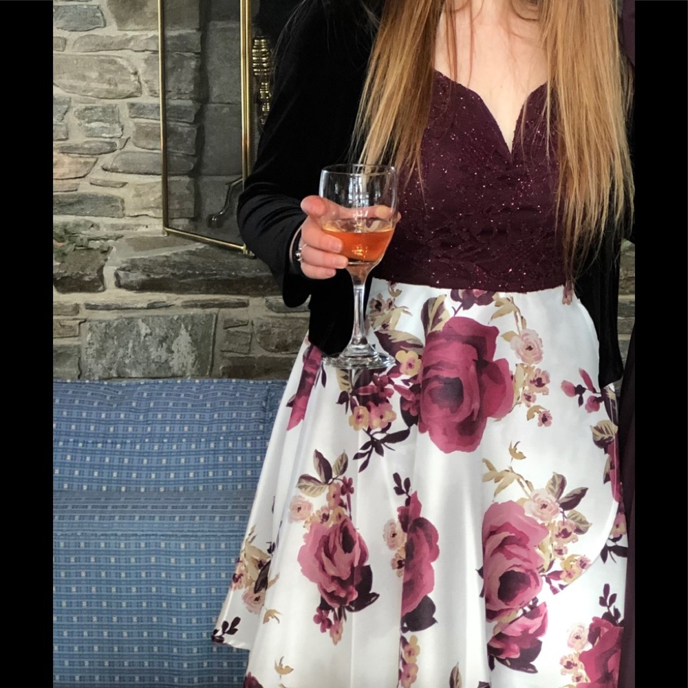 City Studio 9 Maroon and White cocktail dress